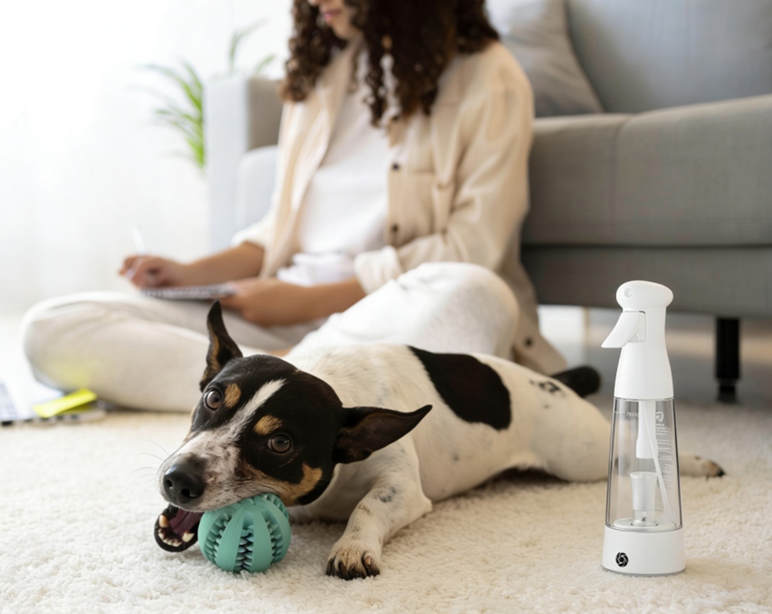 On-site silver ion water generation controls pet odors efficiently